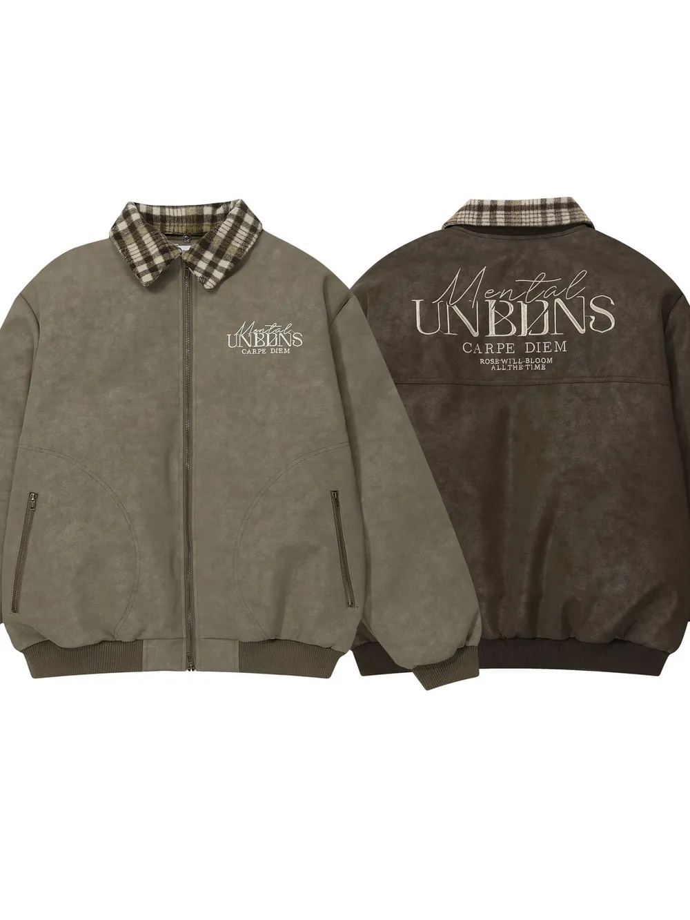 Men's Plaid Collar Detail Zip Up Jacket, image 5