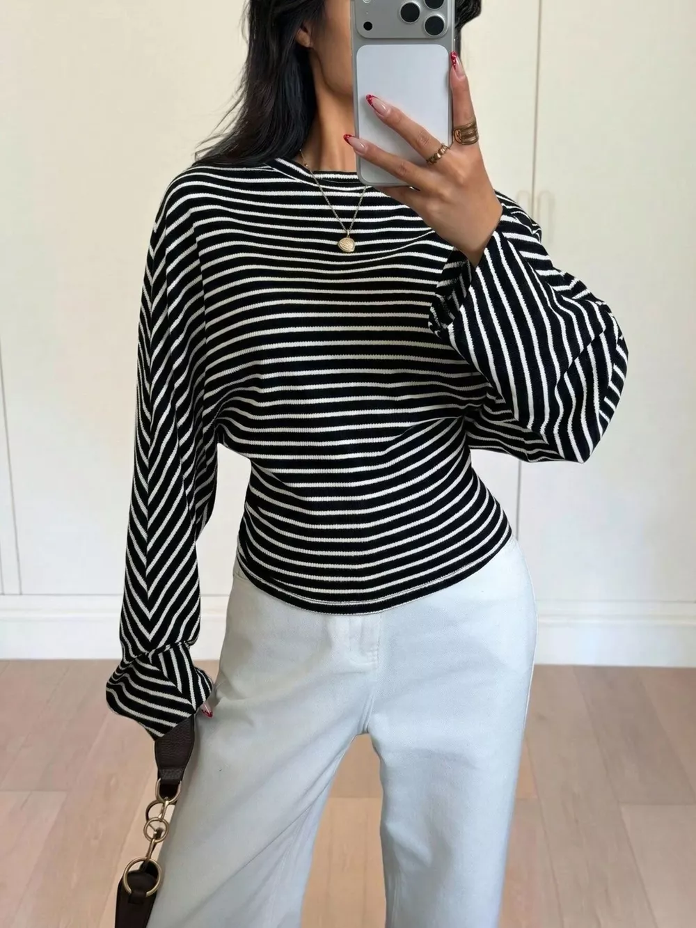 Casual Striped Batwing Sleeve T-Shirt, image 10