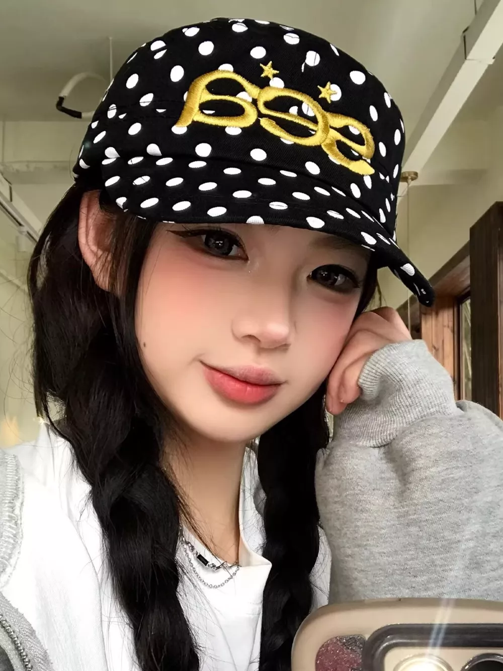 Polka Dot Embroidered Baseball Cap, image 3