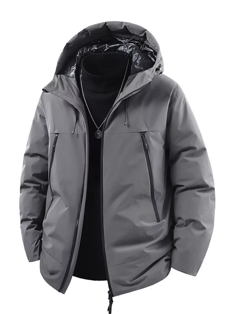 Men's Plus Size Zip Up Hooded Puffer Jacket, image 4