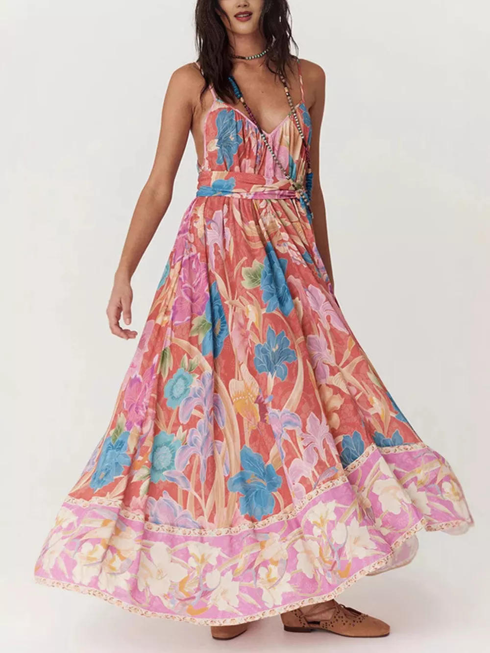 Floral Print Spaghetti Strap Maxi Dress, image 2