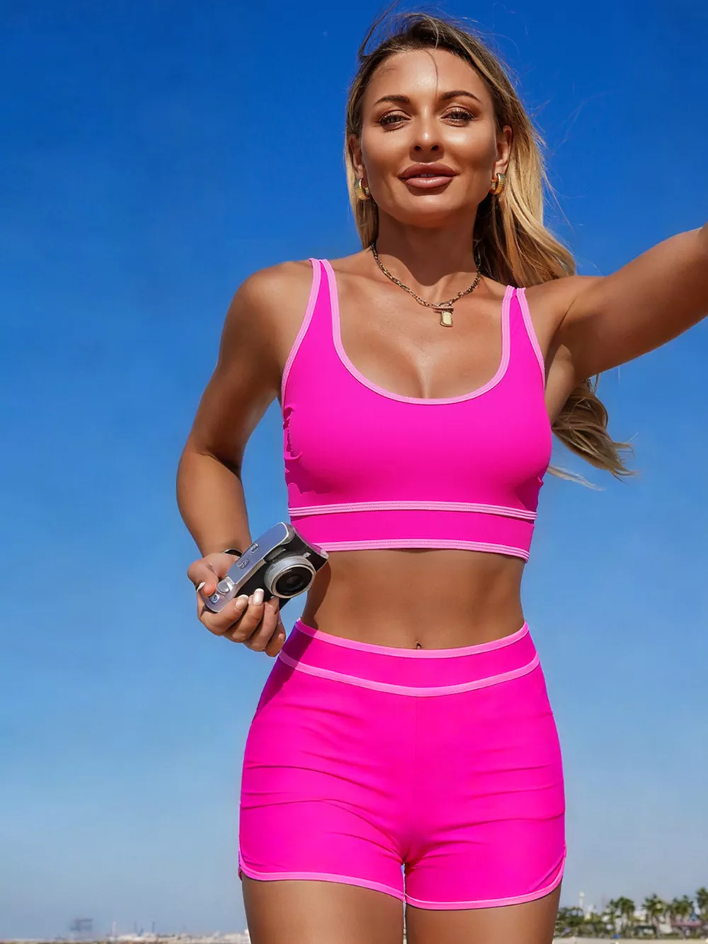 Contrast Trim Scoop Neck Swim Set, image 15