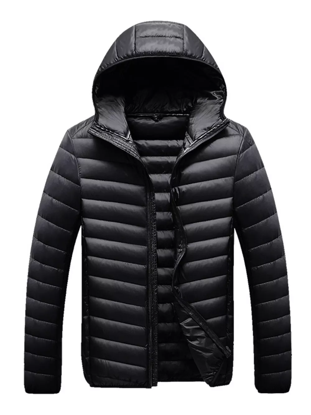 Men's Plus Size Lightweight Hooded Puffer Jacket