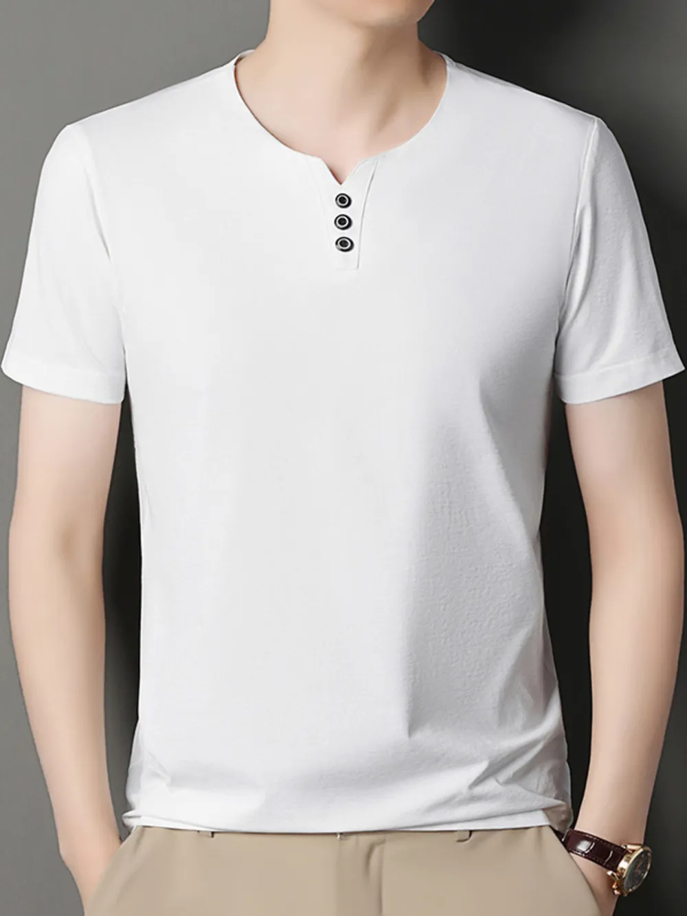 Men's Decor Button Short Sleeve T-Shirt, image 6