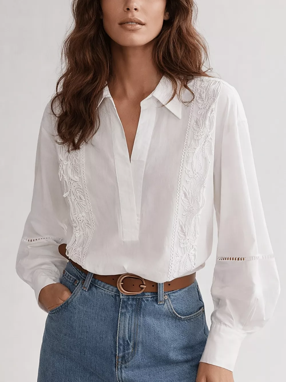 Lace Detail Long Sleeve Shirt