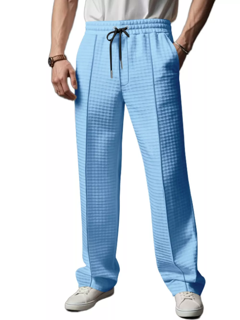 Men's Full Size Textured Drawstring Casual Pants Plus Size, image 7