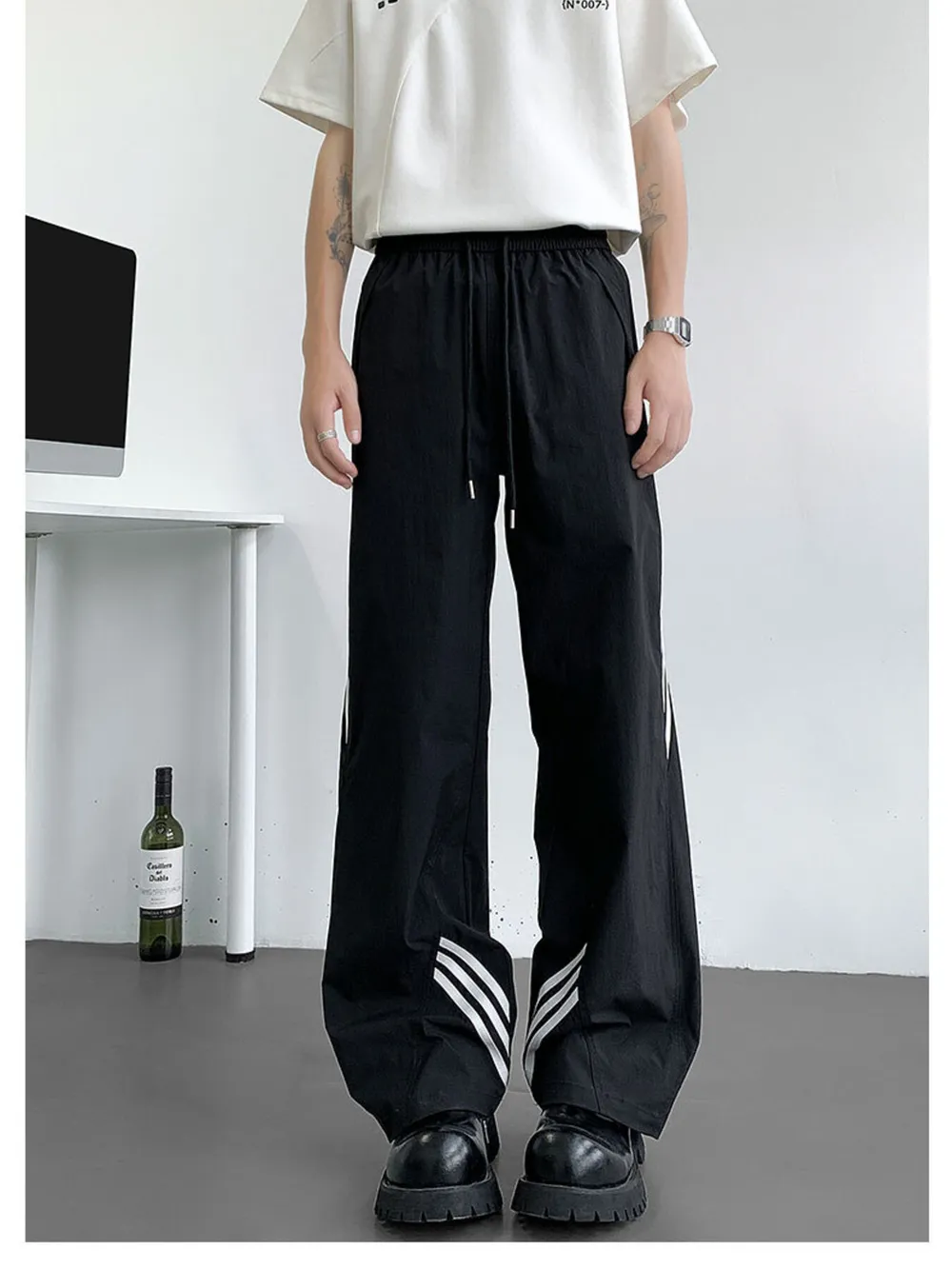 Men's Full Size Striped Wide Leg Pants Plus Size, image 7