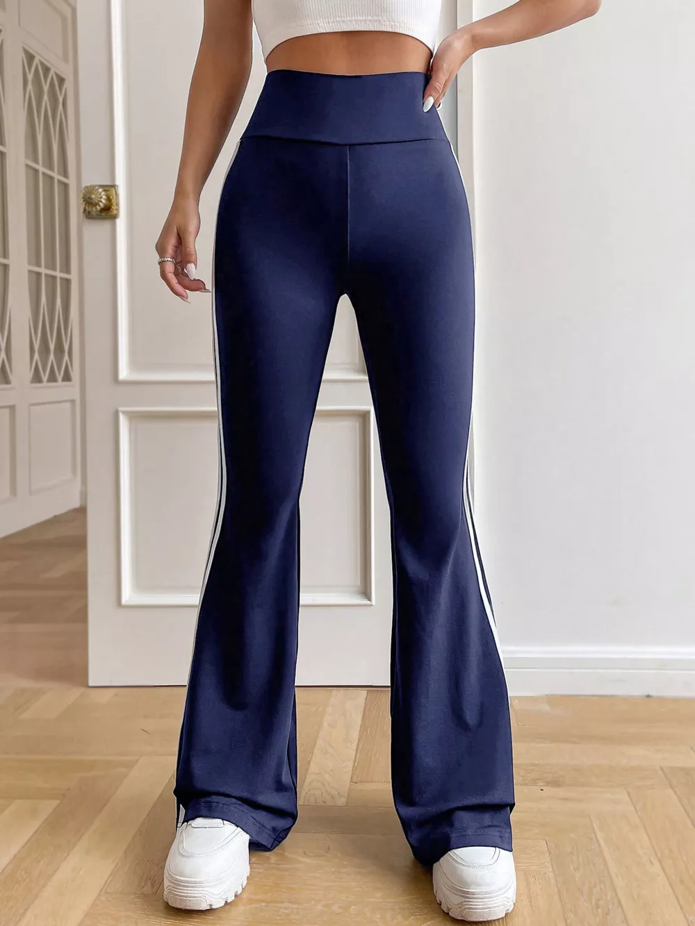 High-Waisted Side-Striped Flare Active Pants, image 11