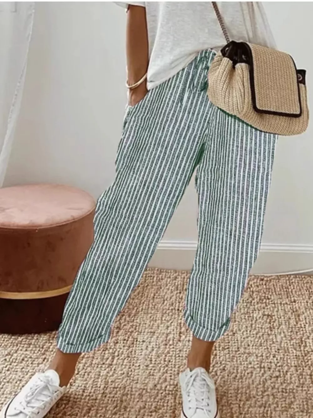 Striped Cropped Pants, image 6