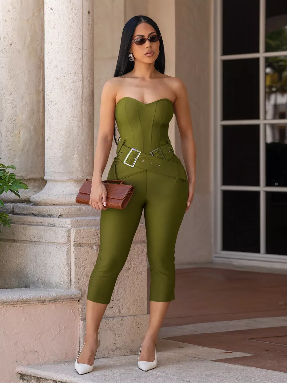 Belted Tube Skinny Jumpsuit, image 2