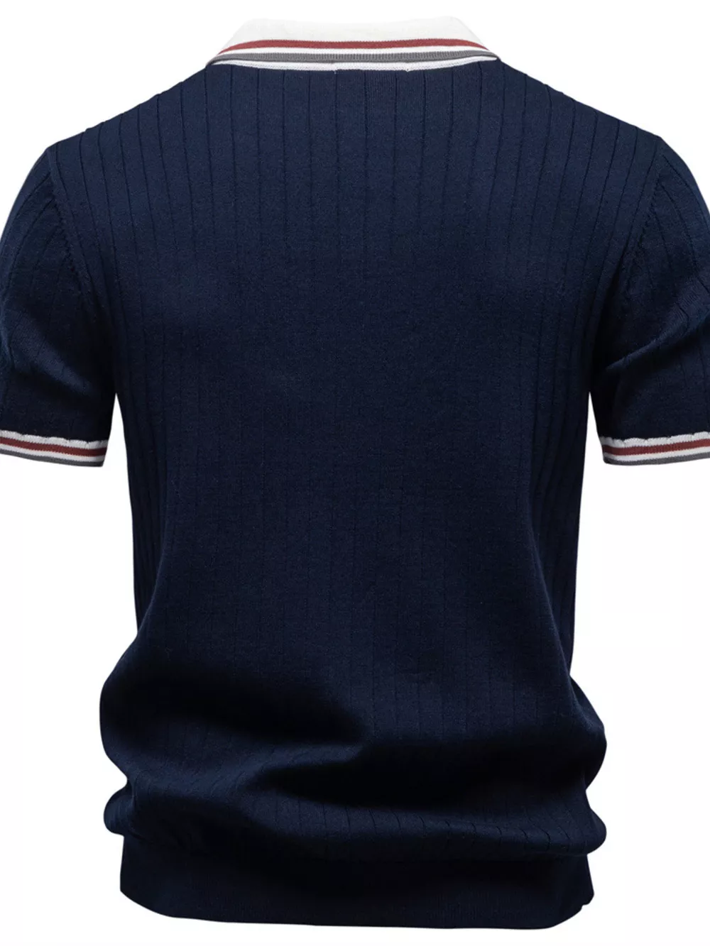 Men's Classic Ribbed Knit Short Sleeve Polo, image 5