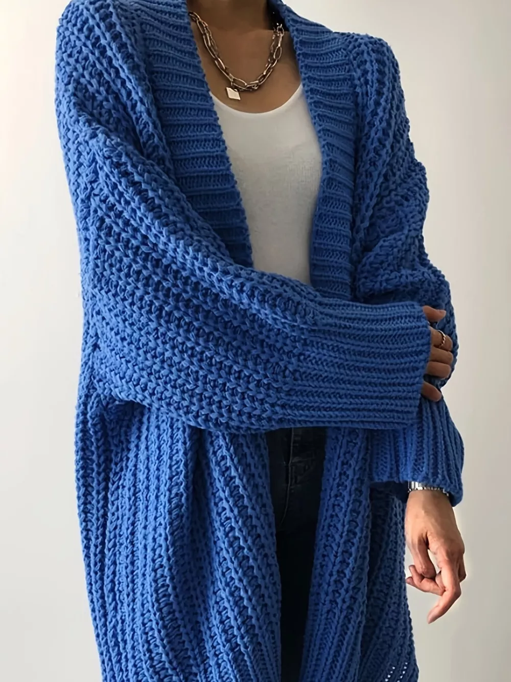 Chunky Knit Open Front Cardigan, image 3