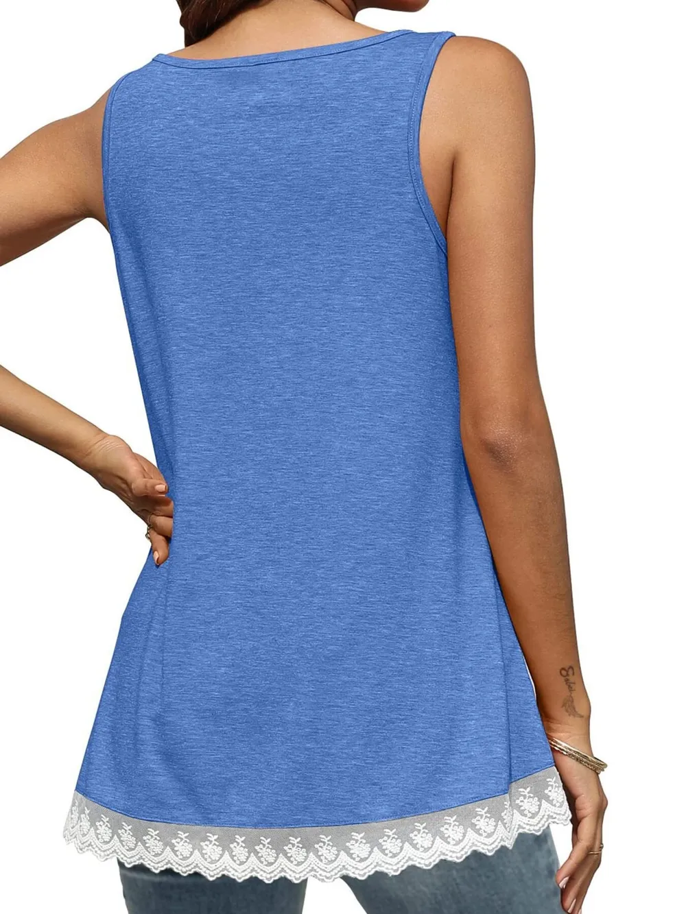 Lace Trim Wide Strap Tank Top, image 17