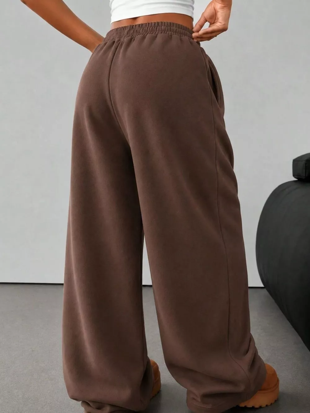 Elastic Waist Wide-Leg Sweatpants, image 4