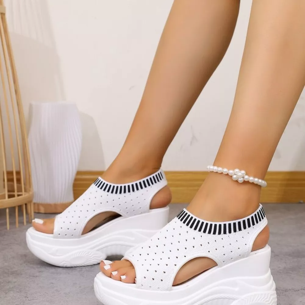 Mesh Platform Wedge Sandals, image 21