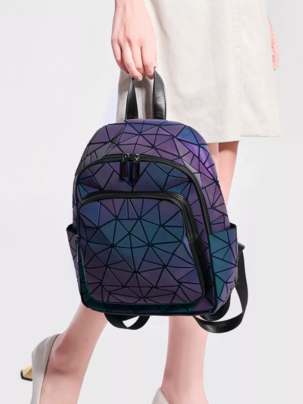 Geometric Adjustable Strap Backpack Bag, image 3