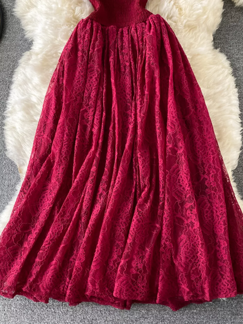 Ruffled Mock Neck Lace Maxi Dress, image 23