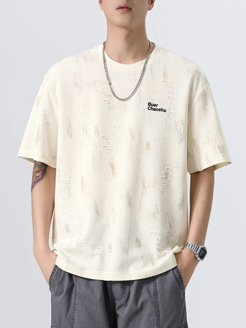 Men's Plus Size Round Neck Half Sleeve T-Shirt, image 4