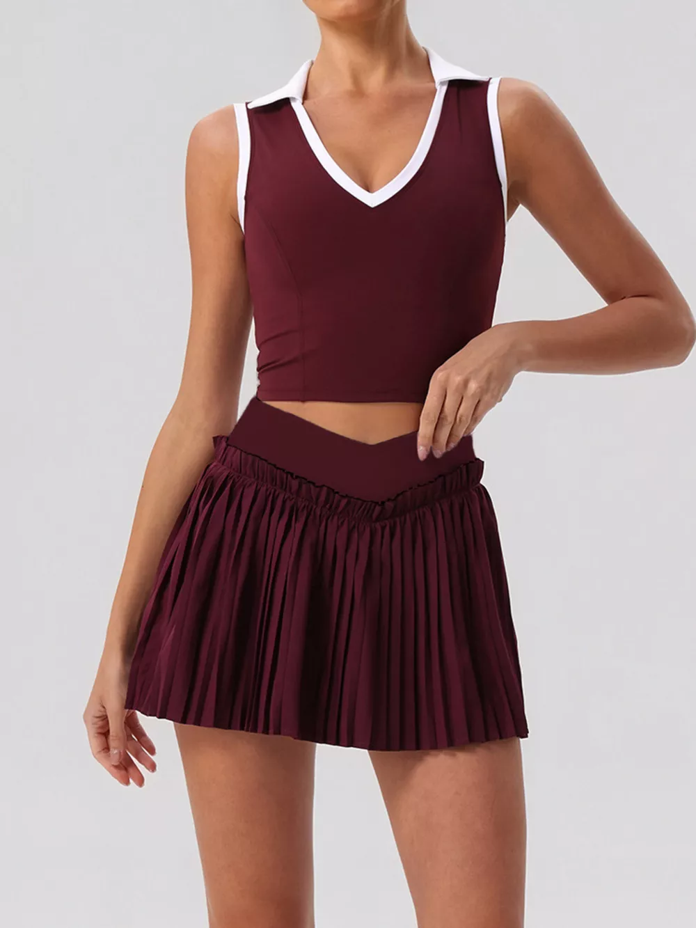 Sleeveless Top and Pleated Skirt Active Set, image 10