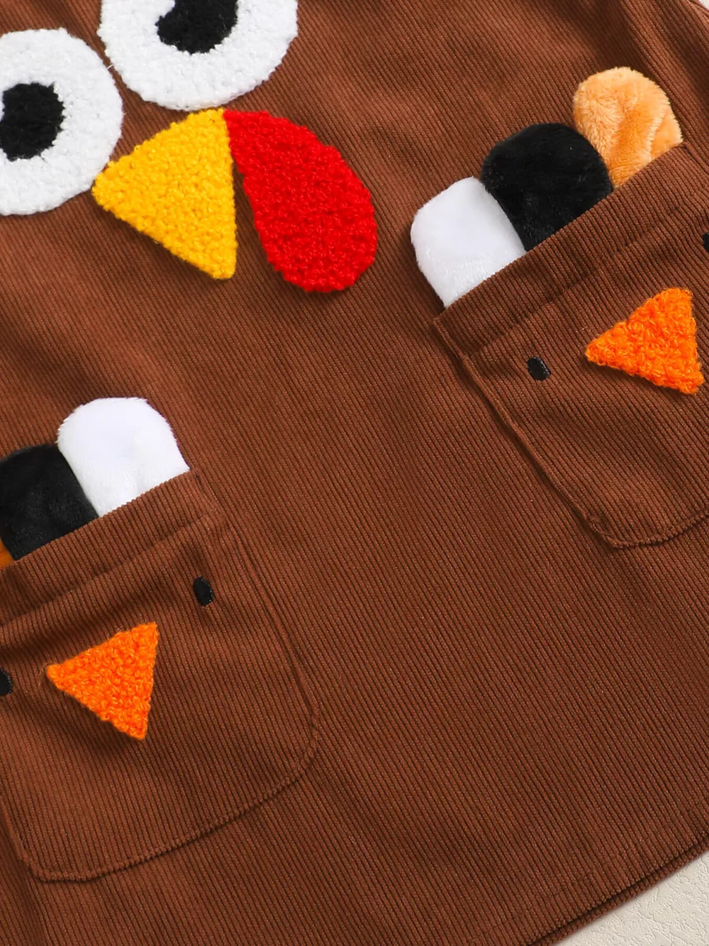 Children's Long Sleeve Bodysuit & Thanksgiving Turkey Dress Set with Headband, image 5