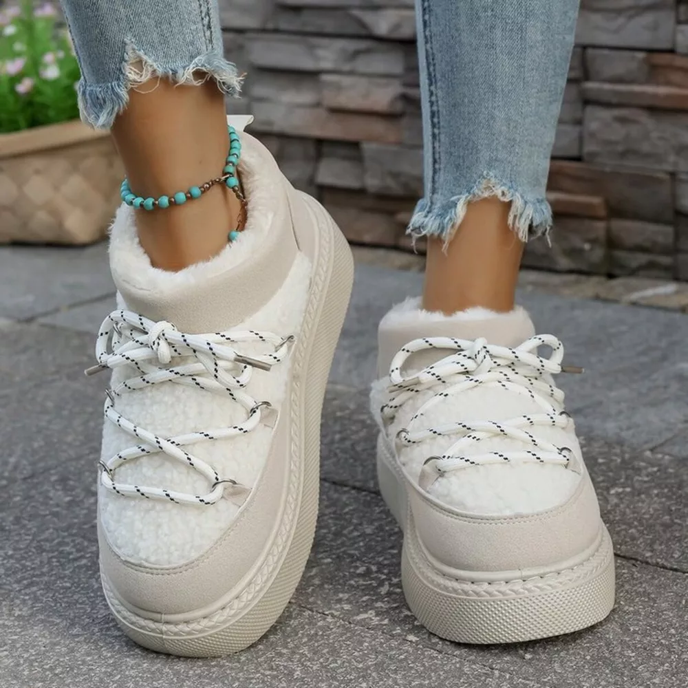 Cozy Plush Lined Lace-Up Platform Winter Boots, image 18