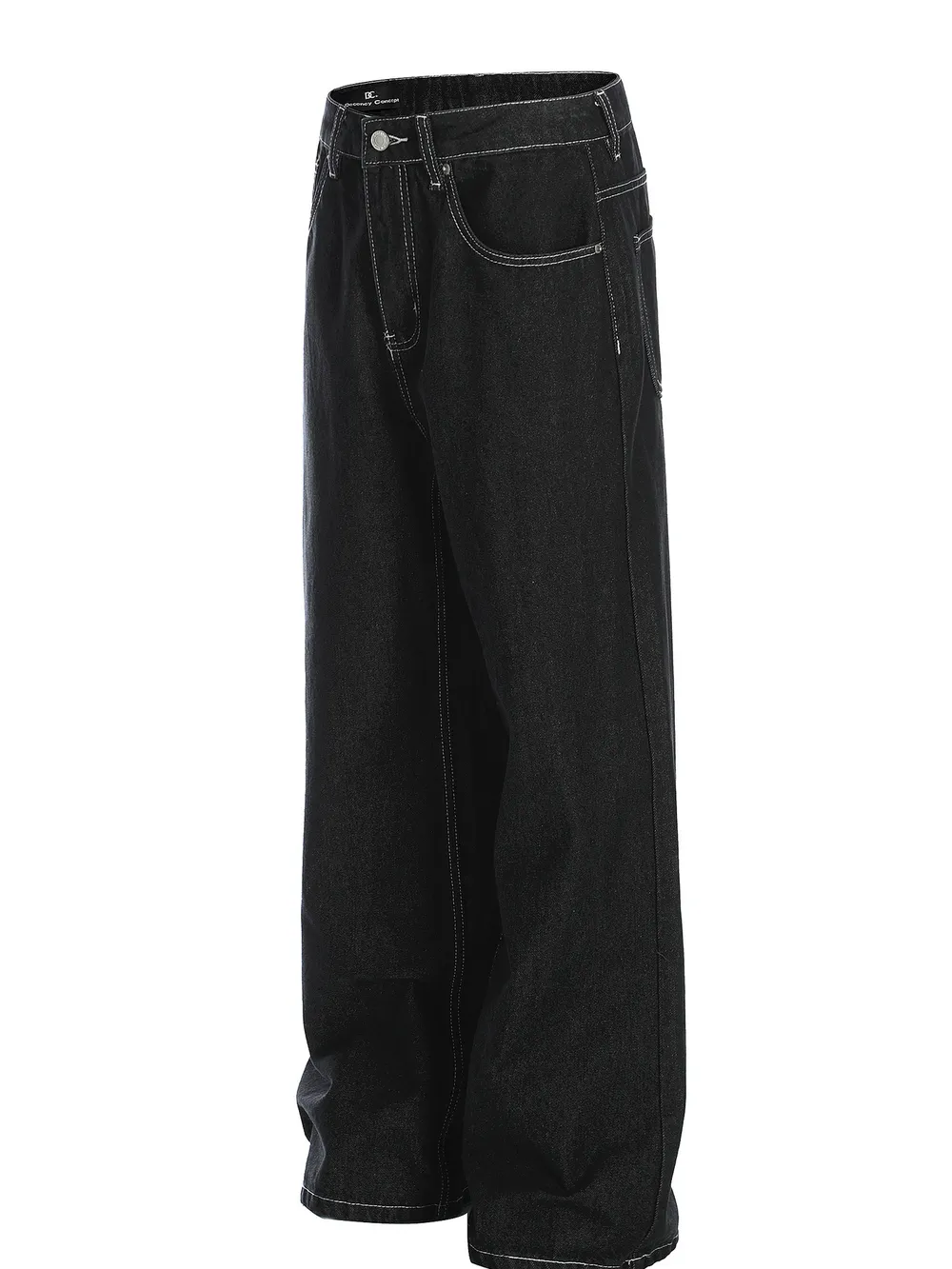 Men's Wide-Leg Contrast Stitch Jeans, image 3