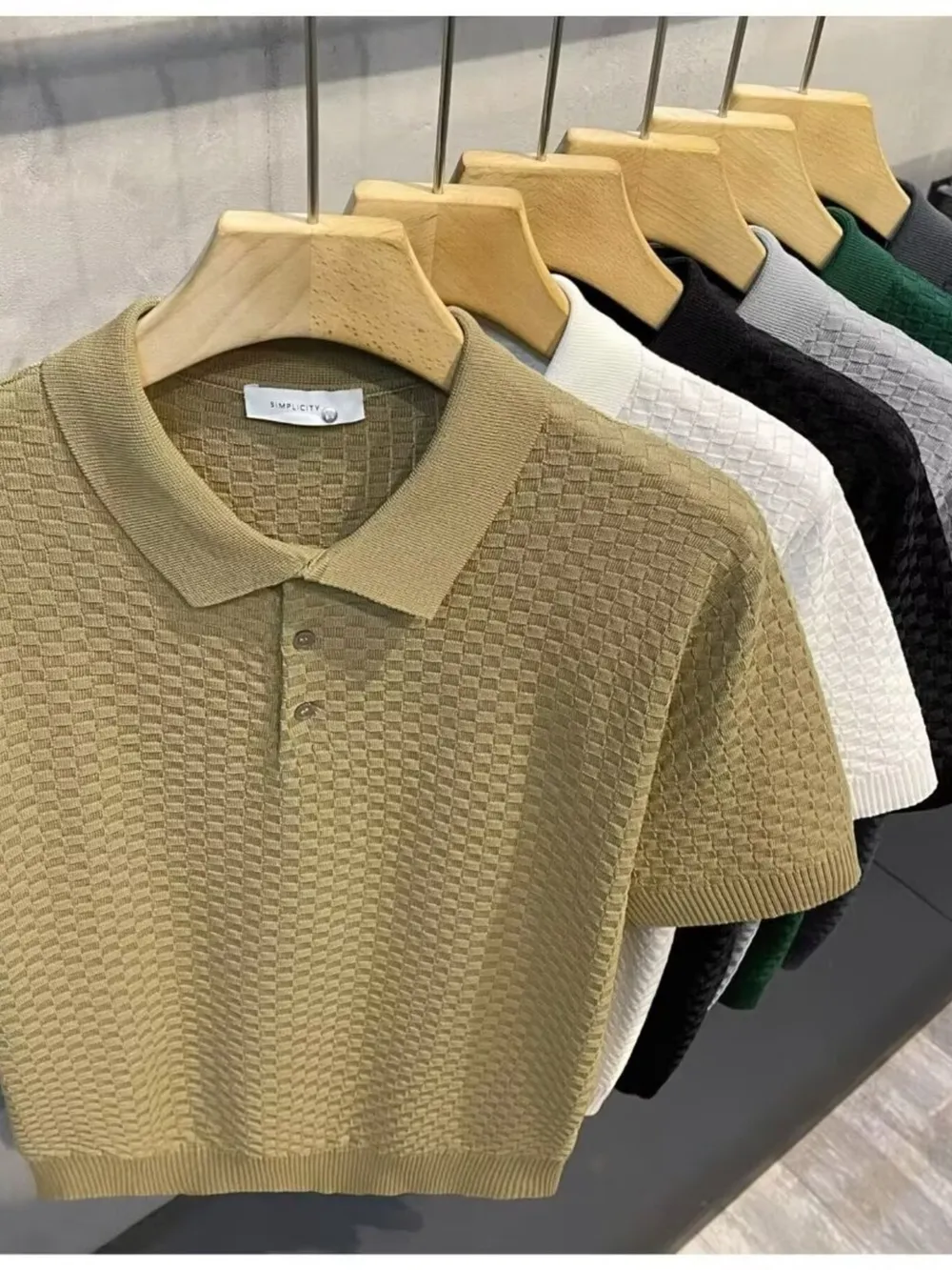 Men's Full Size Classic Textured Knit Polo Shirt Plus Size, image 7