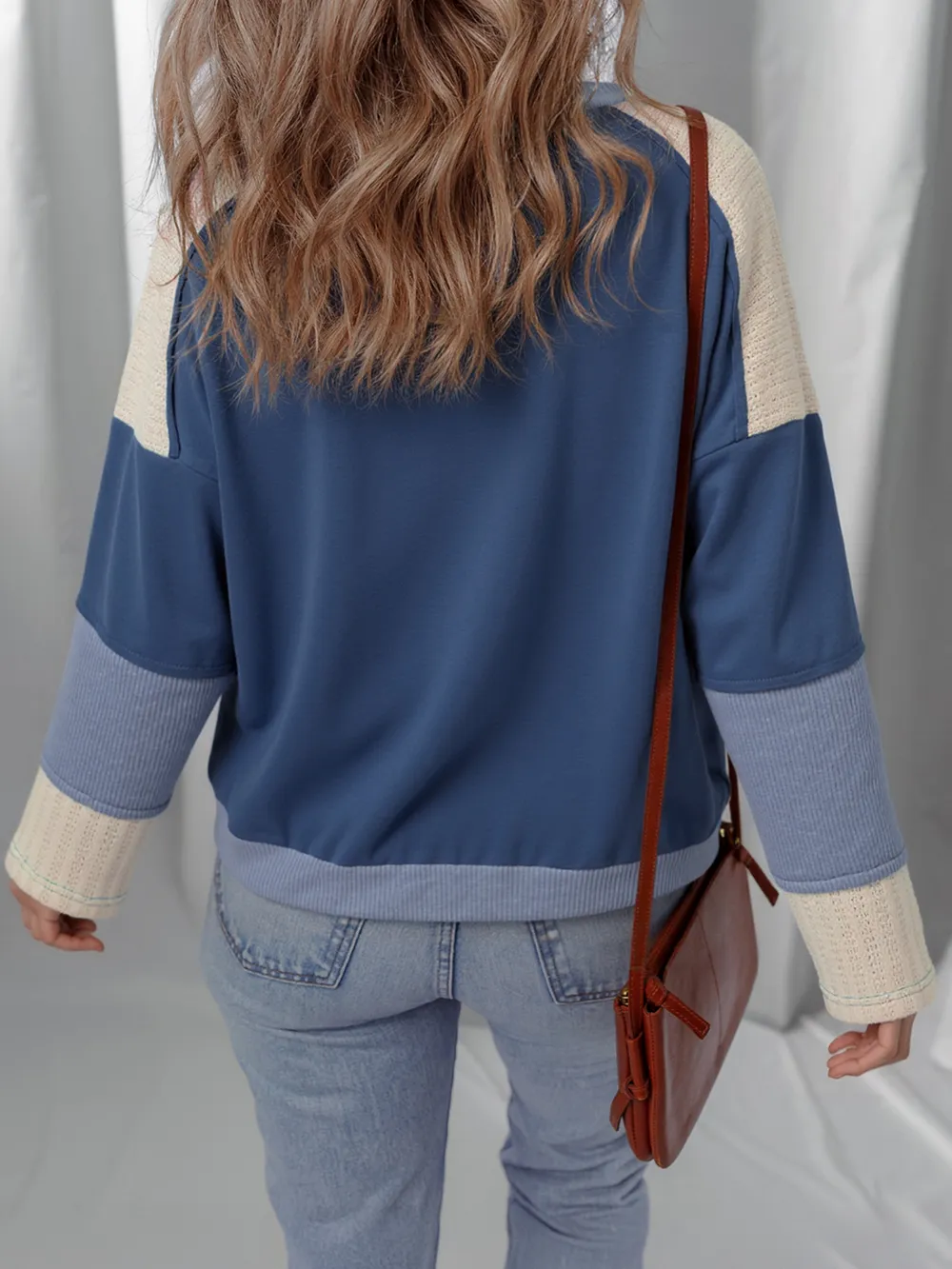 Contrast Knitted Colorblock Star Patchwork Oversize Long Sleeve Top, image 9