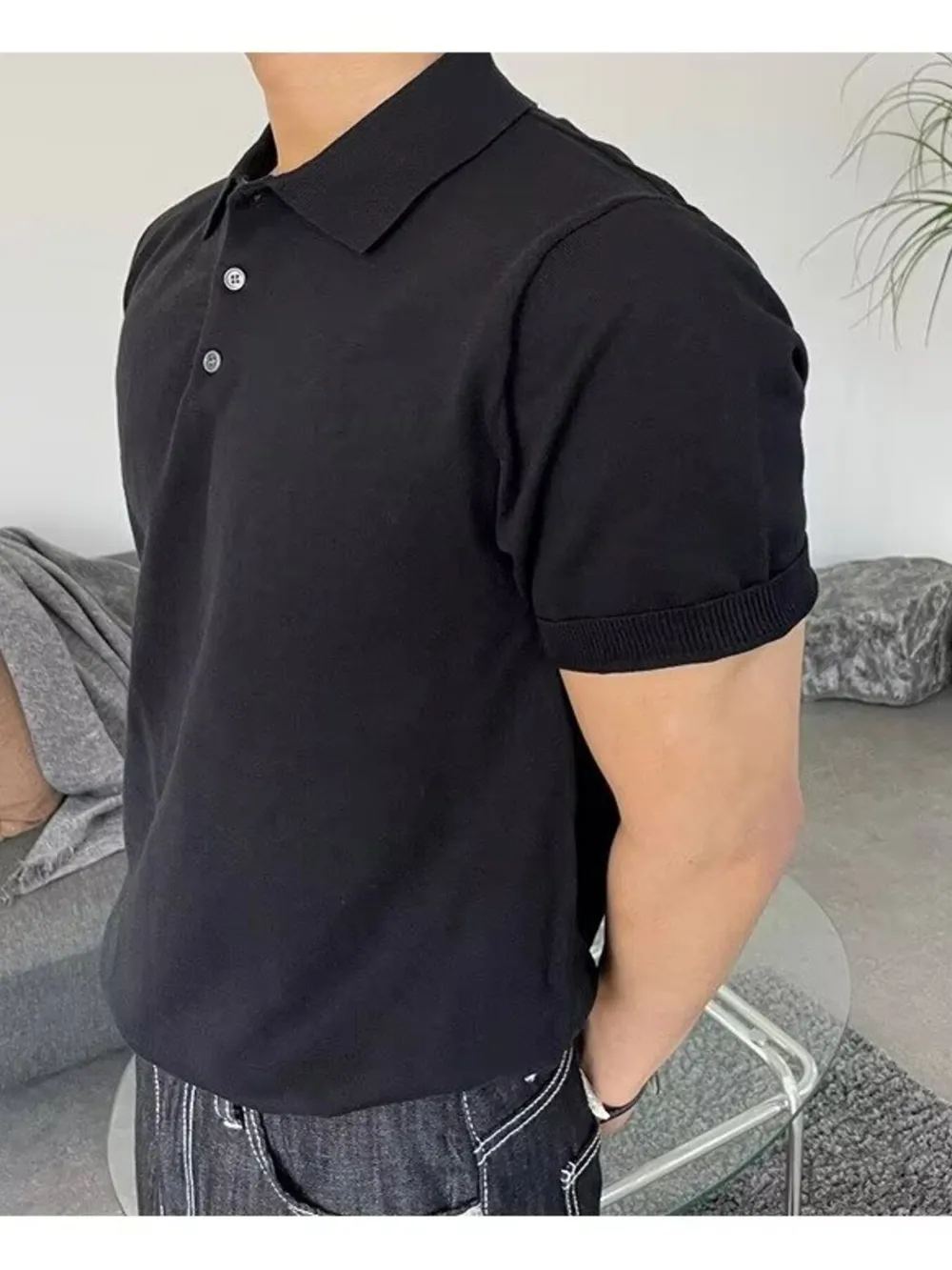 Men's Plus Size Button Detail Short Sleeve Polo, image 3