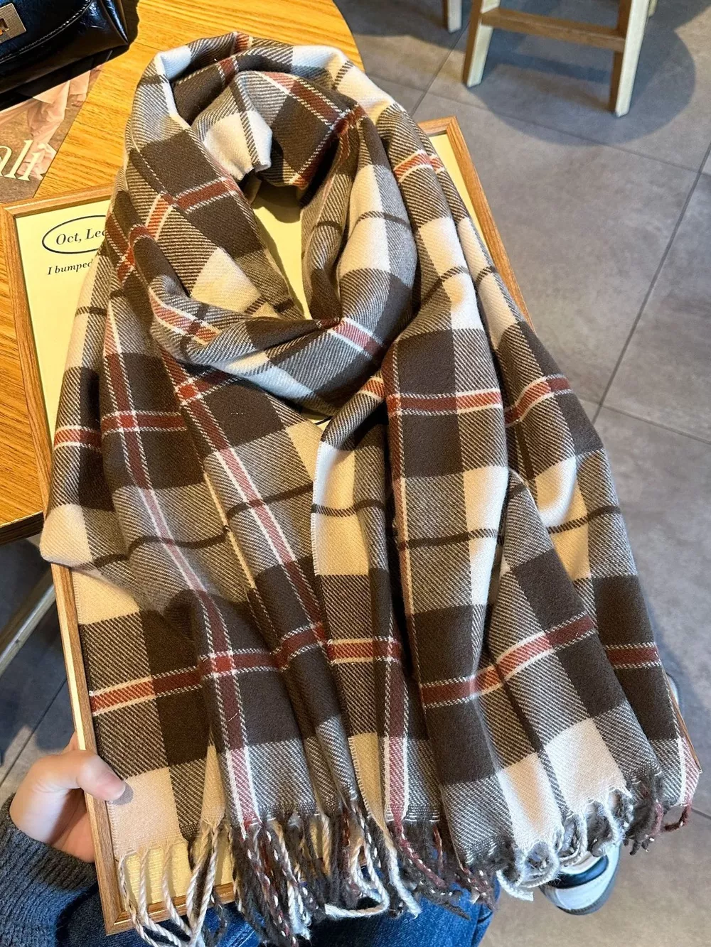 Classic Plaid Fringe Scarf, image 12