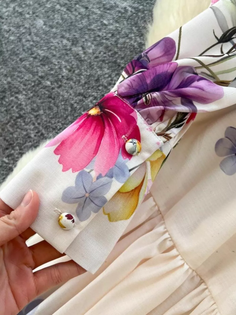 Floral Print Lantern Sleeve Midi Dress, image 7