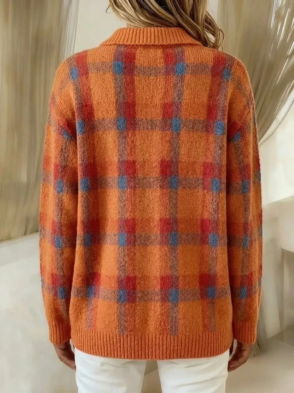 Plaid Button-Up Cardigan, image 3