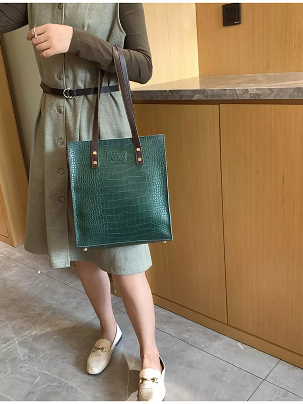 Leather Tote Shoulder Bag, image 6