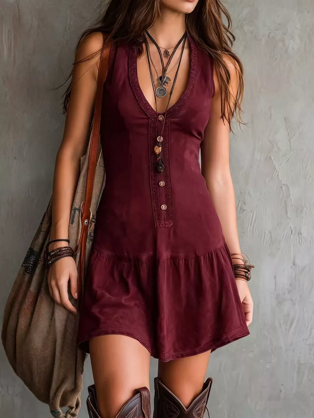 Full Size Sleeveless V-Neck Mini Dress Plus Size, image 8