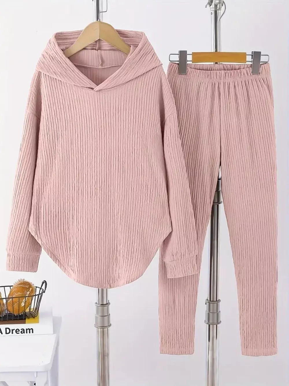 Textured Long Sleeve Hoodie and Pants Set, image 25