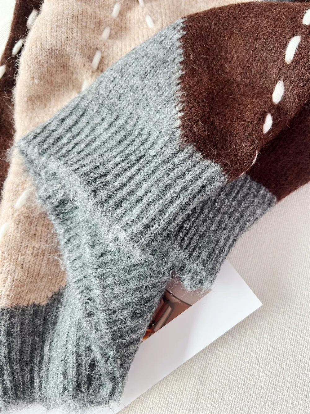 Argyle Pattern V-Neck Oversized Sweater, image 26