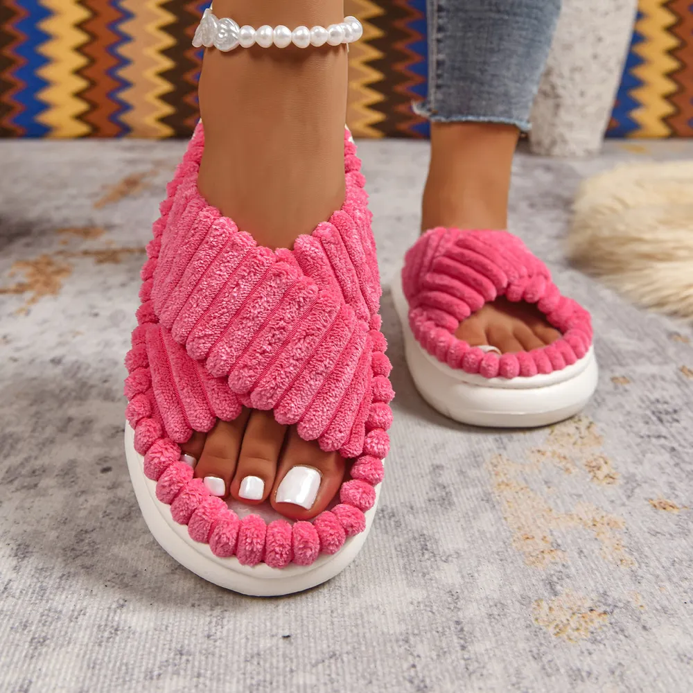 Crisscross Open Toe Platform Slippers, image 28