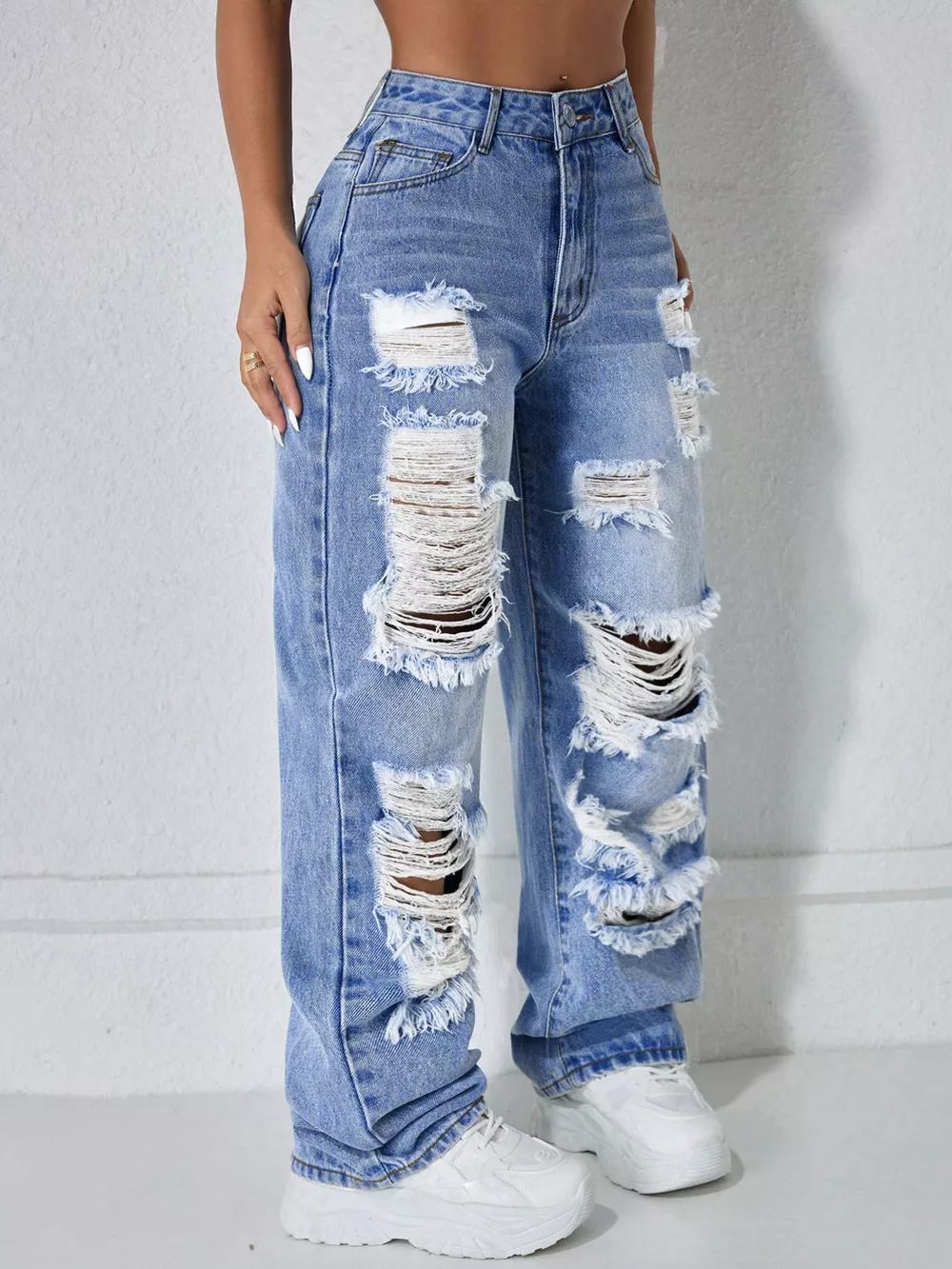 Distressed Wide Leg Jeans, image 2