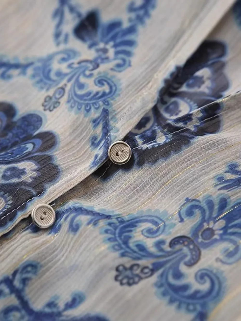 Printed Button Up Long Sleeve Dress, image 5