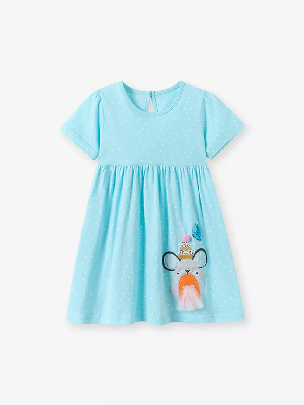 Children's Round Neck Cartoon Polka Dot Dress, image 9