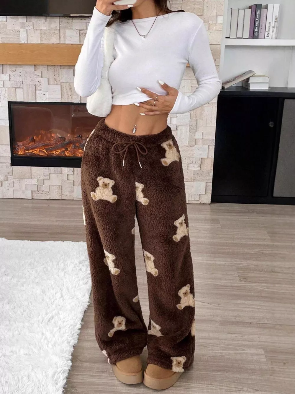 Teddy Bear Print Fluffy Pants, image 8