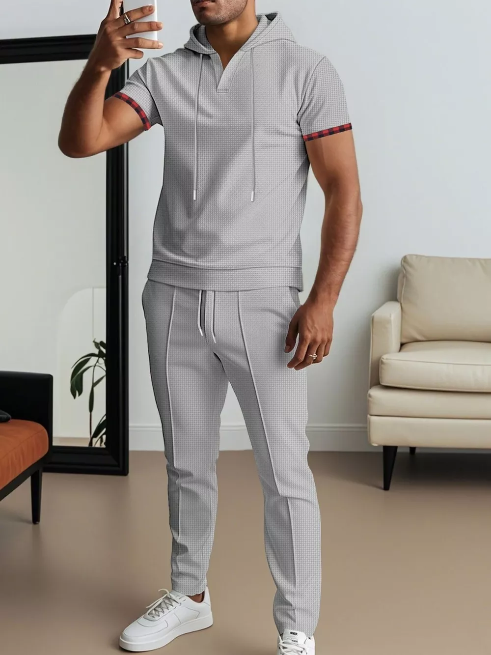 Men's Full Size Casual Short-Sleeve Hoodie and Pants Set Plus Size, image 10