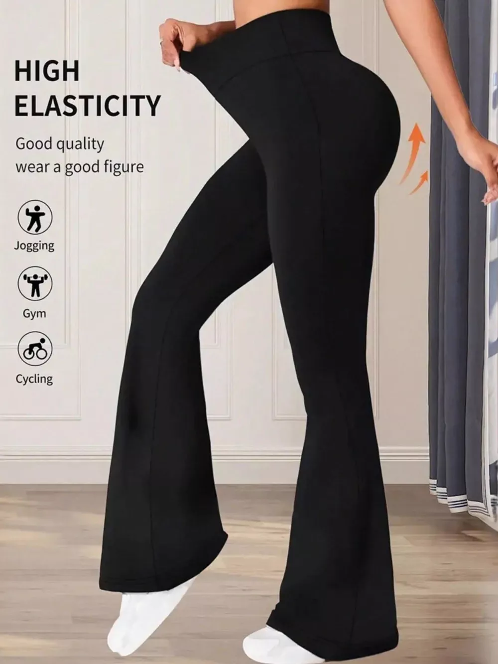 High Waist Slim Fit Flare Pants, image 3
