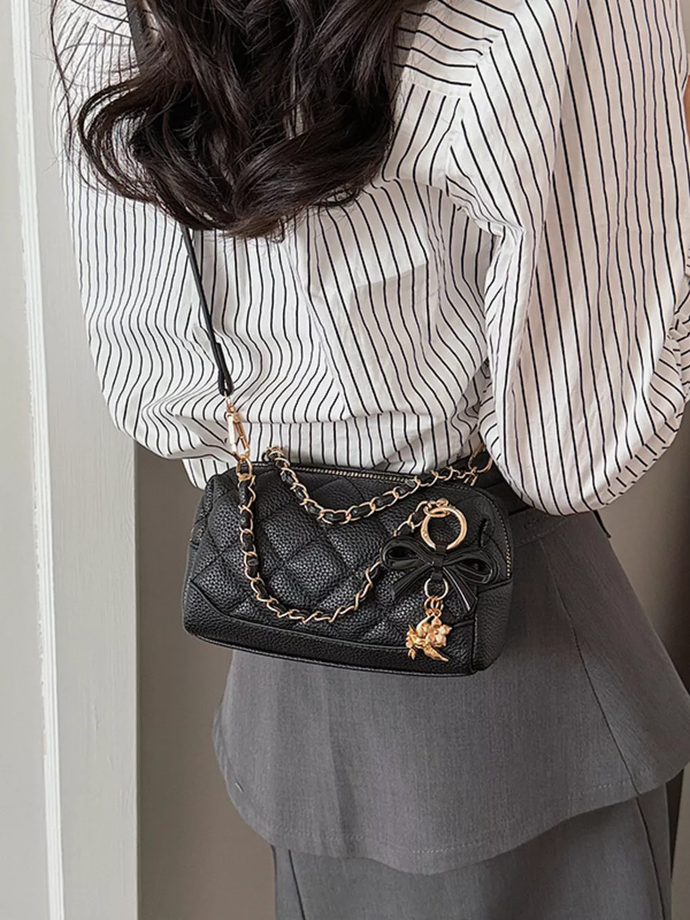 Quilted Chain Crossbody Bag, image 2