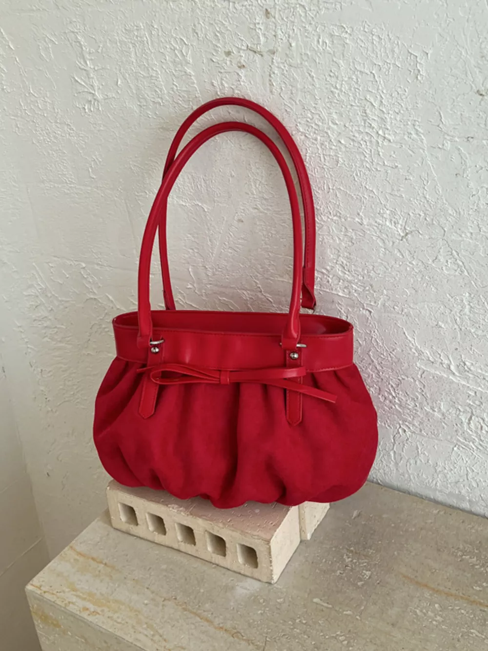 Bow-Decorated Ruched Shoulder Bag, image 7