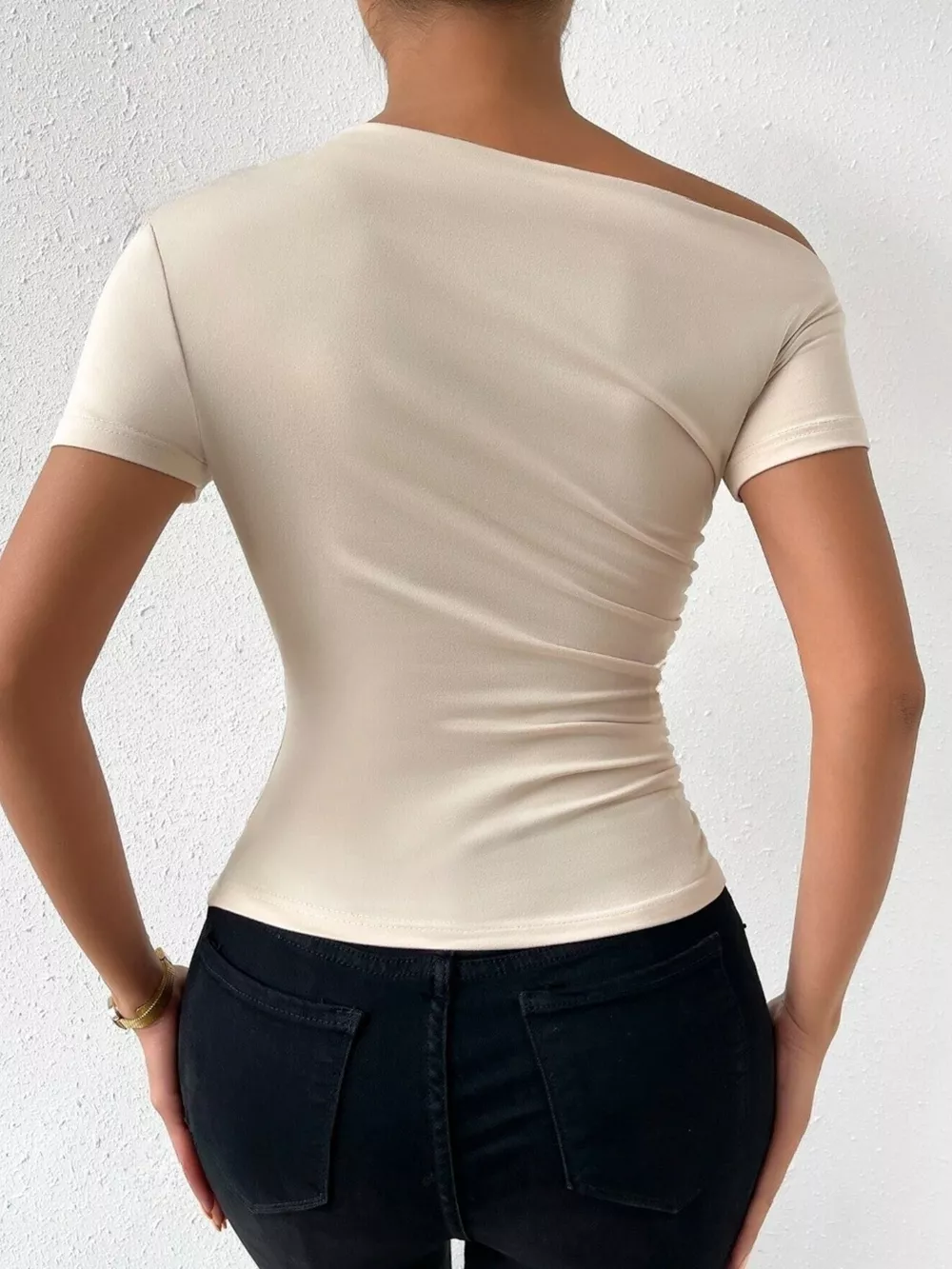 Single Shoulder Short Sleeve T-Shirt, image 5
