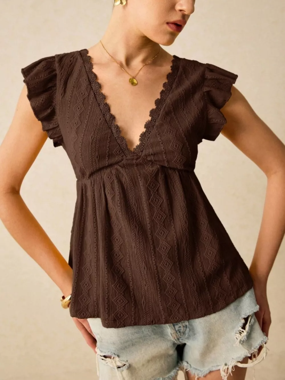 Ruffle Sleeve V-Neck Blouse, image 14
