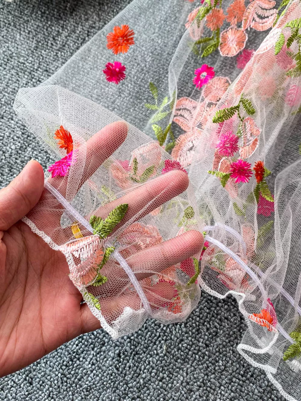 Floral Embroidered Mesh Off-Shoulder Top, image 11