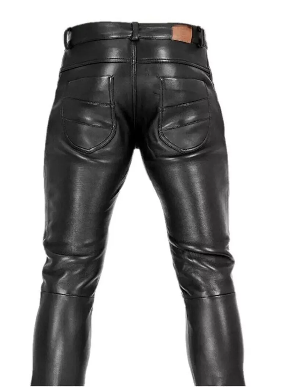 Men's Full Size Slim-Fit Faux Leather Pants Plus Size, image 3