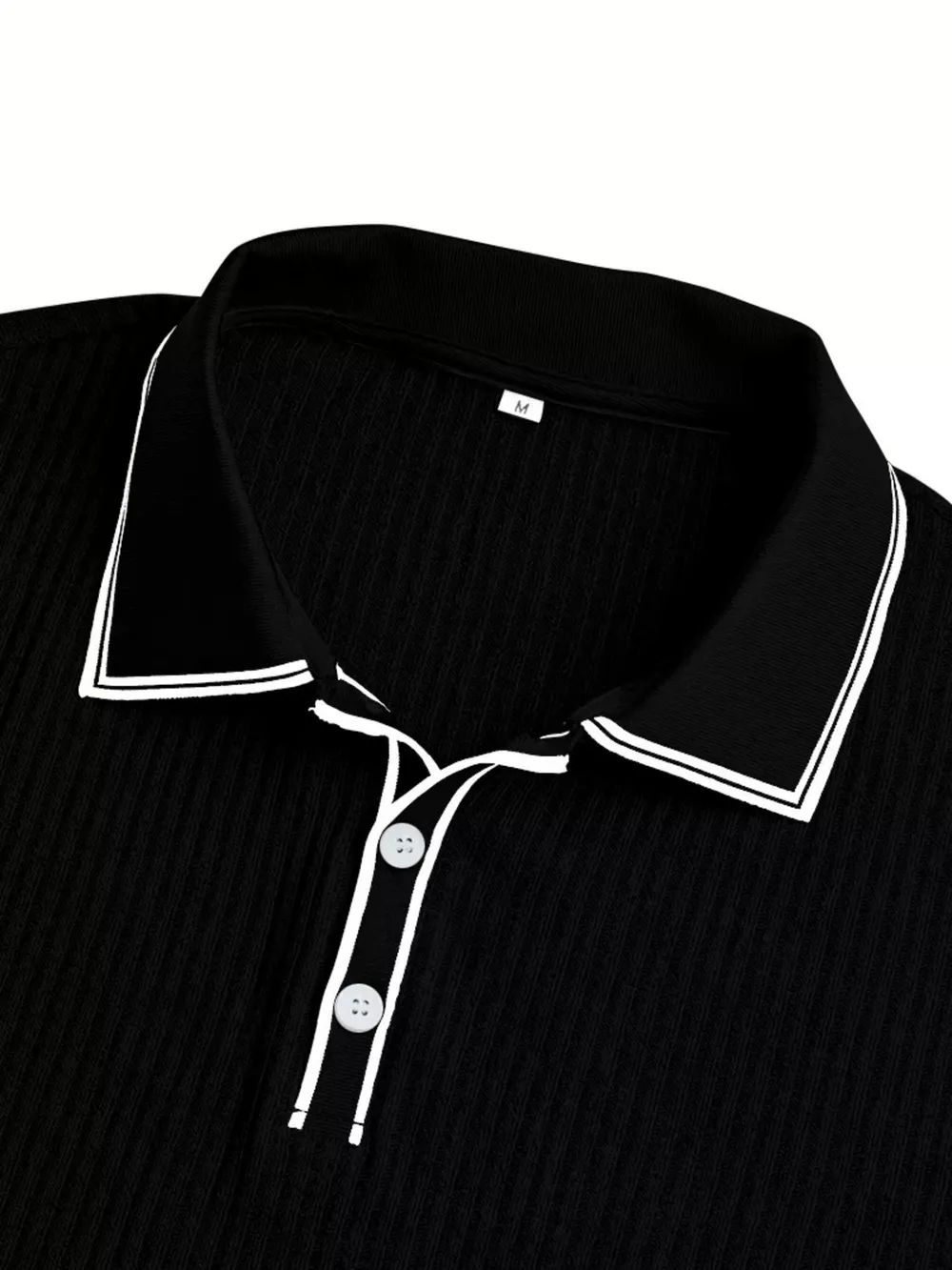 Men‘s Full Size Slim Fit Ribbed Knit Polo Plus Size, image 9